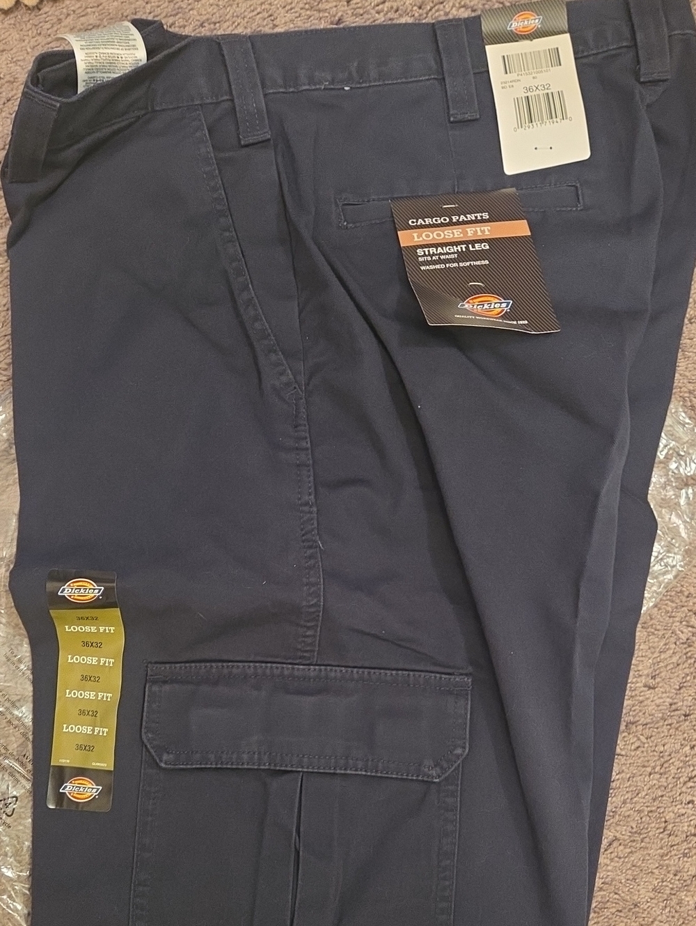 Dickies Men’s Loose Fit Cargo Pants - Navy 36x32